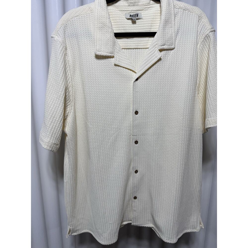 Ruxen Cuba waffle Button Down Shirt XL Khaki Color